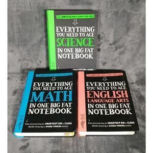 Lot of 3 THE COMPLETE MIDDLE SCHOOL STUDY GUIDE Big Fat Note Book Set